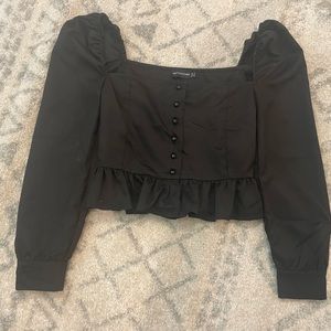 Black puff-Sleeve crop top